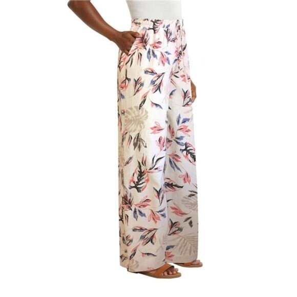 Briggs New York Pants - Briggs Womens Linen Blend Pants (Tan Floral Pattern, Small)